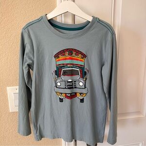 Tea Collection Blue Long-Sleeved Shirt with Decorative Design Size 8